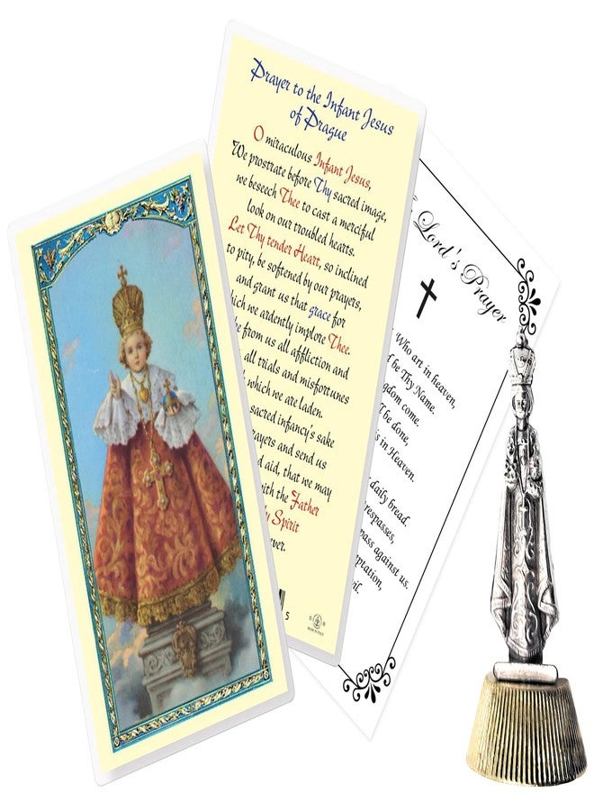 Trendzeen Mini Infant of Prague Statue (2 Inch) - Holy Infant of Prague Card, The Lord's Prayer - Santo Nino De Praga Estuata for Car - 3 Items Set - Image 1